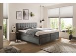 Boxspringbett HAPO "Neyla erhältlich in den Breiten 100, 160, 180 & 200cm", grau (anthrazit), B:171cm L:200cm, Komplettbetten, Boxspringbett, in verschiedenen Matratzenqualitäten, Härtegraden und Farben verfügbar