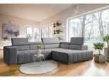 Ecksofa EXXPO - SOFA FASHION "Elianos, hoher Sitzkomfort, aufwendige Kreuzsteppung im Sitz, L-Form", grau, B:307cm H:73cm T:201cm, Sofas, Ecksofa, Kopfteile & Sitztiefe verstellbar, ohne Bettfunktion, Cord, grey