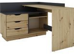 Eckschreibtisch OTTO HOME "Bexley", schwarz (artisan eiche, anthrazit, eichefarben, eichefarben), B:129cm H:83,5cm T:105cm, Tische, Eckschreibtisch, mit viel Stauraum, Breite 129 cm, rechts oder links montierbar