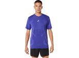 Laufshirt ASICS "ROAD SEAMLESS SS TOP", Herren, Gr. M, blau (cobalt burst, eggplant), Obermaterial: 65% Polyamid, 35% Polyester, normal, Rundhals, Shirts Laufshirt