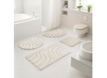 Badematte OTTO HOME "Levii, Badvorleger, Badezimmer Teppich, sehr weich", beige (creme), H:20mm, Polyester, Badematten, Badematte, Hoch-Tief-Effekt, weiche Haptik, Made in Europe