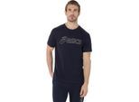 Laufshirt ASICS "ASICS LOGO SS TEE", Herren, Gr. XXL, blau (midnight, birch), Obermaterial: 60% Baumwolle, 40% Polyester, Shirts Laufshirt
