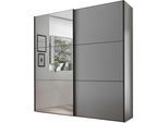 Schwebetürenschrank STAUD "Includo, Made in Germany", grau (dekor saphir), B:200cm H:222cm T:68cm, Holzwerkstoff, Schränke, Schwebetürenschrank, Mit Spiegeltüre und vier verschiedenen Ausstattungsvarianten