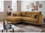 Ecksofa HOME AFFAIRE "Levke, 255 x 180 cm, modern und bequem", gold, B:255cm H:94cm T:180cm, 93% Polyester, 7% Polyamid, Sofas, Ecksofa, Cord, L-Form, inkl. Rücken- und Zierkissen