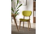Stuhl HOME AFFAIRE "COZY Made in Italy", grün (grün, buche, grün), B:50cm H:88cm T:62cm, Polyester, Stühle, Stuhl, Gestell in Buche, Kirsch- oder Nussbaum, Massivholz, Design Stuhl