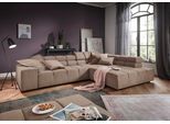 Ecksofa HOME AFFAIRE "Ancona, Ecksofa, incl. Kopfteilverstellung, Breite 319 cm, L-Form", grau (taupe), B:319cm H:70cm T:215cm, Struktur (85% Polyester, 15% Viskose);Luxus-Microfaser weich (98% Polyester, 2% Nylon);Velours (100% Polyester), Sofas, Ecksofa, wahlweise motorische Sitztiefenverstellung, auch in Cord + Easy Care