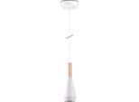 PACO HOME Pendelleuchte "MORA", weiß, Ø 10cm H: 178,5cm, Leuchten, Wohnzimmer Esszimmer Klein Modern Holz Metall GU10 Trichterform, Pendelleuchte