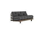 Daybett KARUP DESIGN "Roots Sofa Bed, Schlafsofa,, Bettfunktion, FSC-Massivholz", grau (dunkelgrau, raw), B:160cm H:85cm, Bezug: 80% Baumwolle, 20% Polyester, Daybetten, Daybett, Inkl. Futonmatratze, Made in Europe, langlebig, B: 140 oder 160 cm