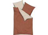 Wendebettwäsche KAEPPEL "JARO 100% Baumwolle", orange (terra), B/L: 135cm x 200cm, 1 Stk., 1 Stk., Feinbiber, B/L: 80cm x 80cm, 2 Stk., Feinbiber, Obermaterial: 100% Baumwolle, Bettwäsche, Wendebettwäsche, mit Markenreißverschluss, zeitloses Design, pflegeleicht