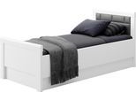 Einzelbett PRIESS "Arnsberg Komfortbett mit flexibel höhenverstellbarer Liegefläche", weiß (lichtweiß, anthrazit), B:108cm L:208cm, Betten, Einzelbett, gepolstertes Kopfteil, Made in Germany mit Blauem Engel und Goldenem M