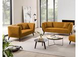 Polstergarnitur HOME AFFAIRE "Colori modern und bequem, schmale Armlehnen, tolle Detailverarbeitung", gold (silber, zierkissen silber, gold), B:255cm H:94cm T:88cm, 93% Polyester, 7% Polyamid, Sitzmöbel-Sets, Polstergarnitur, zwei verschiedene Fußfarben wählbar