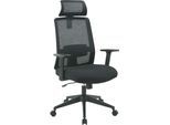 Bürostuhl OTTO HOME "Tallard, Mesh Schreibtischstuhl, ergonomische Ausstattung", schwarz (schwarz, schwarz, schwarz), B:68cm H:114cm T:68cm, Stühle, Bürostuhl, verstellbare Kopfstütze, Lumbalstütze & Armlehnen, Topseller