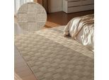Wollteppich VILLEROY & BOCH "Scala", grau beige, B:160cm H:10mm L:230cm, Wolle, Teppiche, Wollteppich, Handgewebt, Wolle, Kariert, Natur, 3D-Struktur, Karo, Wohnzimmer