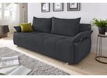Schlafsofa COLLECTION AB "Funtastic, B: 212 cm, Liegefl. 145x187 cm, Armteilverstellung,in Cord", grau (anthrazit), B:212cm H:84cm T:96cm, Zierkissen: 100% Polyester;Struktur (100% Polyester);Kunstleder SOFTLUX;Microfaser PRIMABELLE (100% Polyester), Sofas, Schlafsofa, Schlaffunktion, Bettkasten & Zierkissen, Gästebett mit Federkern