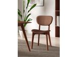 Stuhl HOME AFFAIRE "COZY Made in Italy", braun (tabac, nuss, tabac), B:50cm H:88cm T:62cm, Polyester, Stühle, Stuhl, Gestell in Buche, Kirsch- oder Nussbaum, Massivholz, Design Stuhl