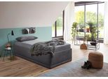 Polsterbett "Texel", schwarz, B:106cm H:42cm L:206cm, Bezug Bett: Veloursstoff 100% Polyester;Bonnell-Federkernmatratze: 51% Polypropylen, 39% Polyester und 10% Baumwolle;Kaltschaummatratze: 100% Polyester, Bezug abnehm- und waschbar bis 60C;Kissenbezug: 100% Polyester, Füllung : 100% Polyester (Hohlfaser), WESTFALIA SCHLAFKOMFORT, Betten, Polsterbett, Komforthöhe mit Zierkissen, Bettkasten bei Au