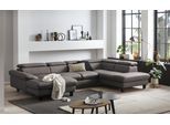 Wohnlandschaft HOME AFFAIRE "Pilot U-Form", braun (cacao), B:331cm T:108cm, Sofas, Wohnlandschaft, mit Kopfteilverstellung, wahlweise mit Schlaffunktion & Bettkasten