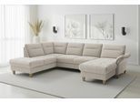 Wohnlandschaft SIT & MORE "Pamela U-Form, B: 292 cm, optional Schlaffunktion & Bettkasten", beige (creme), B:292cm H:90cm T:212cm, 100% Polyester, Sofas, Wohnlandschaft, wahlweise mit Armteilverstellung, Sofa mit Federkern, Sitzhöhe: 48 cm