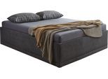 Polsterbett "Texel", schwarz, B:166cm H:42cm L:206cm, Bezug Bett: Veloursstoff 100% Polyester oder Microfaser (100% Polyester);Bonnell-Federkernmatratze: 51% Polypropylen, 39% Polyester und 10% Baumwolle;Kaltschaummatratze: 100% Polyester, Bezug abnehm- und waschbar bis 60C;Kissenbezug: 100% Polyester, Füllung : 100% Polyester (Hohlfaser), WESTFALIA SCHLAFKOMFORT, Betten, Polsterbett, Komforthöhe