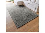 Teppich ANDIAMO "Dale", grau (anthrazit), B:160cm H:10mm L:230cm, Teppiche, Teppich, Uni Farben, Hoch-Tief-Struktur, Carving-Effekt, Wohnzimmer