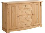 Sideboard OTTO HOME "Anna, Kommode, im Landhausstil, Made in EU", beige (natur), B:140cm H:88cm T:44cm, Massivholz, Sideboards, Sideboard, Kommode, Breite 140 cm, 4 Schubladen, 2 Türen, Massivholz, FSC