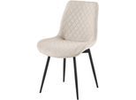 Esszimmerstuhl OTTO HOME "Juniper, 2er-Set", beige, schwarz, beige, B:51,5cm H:86cm T:58,8cm, Metall, Polyester, Polyurethan, Stühle, Esszimmerstuhl, Stuhl aus Webstoff mit moderner Rautensteppung und 360 Drehfunktion