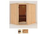 Sauna KARIBU "Siirin", beige (naturbelassen), ohne Ofen, (ohne Ofen), Saunen, Sauna, ohne Ofen