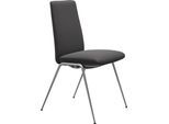 Polsterstuhl STRESSLESS "Laurel", grau (rock paloma, chrom matt), B:57cm H:92cm T:59cm, Leder PALOMA: PALOMA ist ein durchgefärbtes Semianilin-Möbelleder mit natürlicher Narbung., Stühle, Polsterstuhl, Low Back, Größe M, mit Beinen aus Stahl in Chrom matt