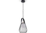 PACO HOME Pendelleuchte "RICARDA", schwarz, Ø 18cm H: 177cm, Leuchten, Wohnzimmer Vintage G9 Käfigleuchte Esszimmer Metall Industrial, Pendelleuchte