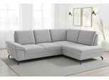 Ecksofa SIT & MORE "Chelsea L-Form, B: 249 cm, Armteil- & Sitztiefenverstellung", grau (silber), B:249cm H:89cm T:190cm, 100% Polyester, Sofas, Ecksofa, Couch optional mit Schlaffunktion und Bettkasten, Sitzhöhe 45 cm