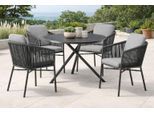 Garten-Essgruppe DESTINY "LUCCA BARLETTA 2 Se + Tisch Ø 110x75cm, anthrazit", grau, Polyester, Aluminium, Polyester, Sitzmöbel-Sets, Garten-Essgruppe, Aluminium, Olefin-Rope, HPL
