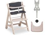 Hochstuhl HAUCK "Beta+", Kinder, Gr. B/H/T: 48cm x 79cm x 58cm, weiß (weißwashed, anthrazit), Kunststoff, Massivholz, Polyester, Stahl, Stühle Hochstuhl, mit Holzrädern