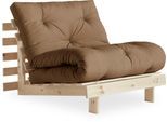 Daybett KARUP DESIGN "Roots Sofa Bed, Schlafsofa, Bettfunktion, FSC-Massivholz, B: 90 cm", braun (mocca), B:90cm H:85cm, Bezug: 80% Baumwolle, 20% Polyester, Daybetten, Daybett, Inkl. Futonmatratze. Made in Europe, minimalistisches Design