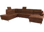 Wohnlandschaft SIT & MORE "Cardoso, U-Form, B: 324 cm, Bettfunktion und Relaxfunktion optional", braun (cognac), B:324cm H:90cm T:90cm, Luxus-Microfaser 1 (100% Polyester);Luxus-Microfaser 2 (100% Polyester);Luxus-Microfaser ALTARA NUBUCK (100% Polyester), Sofas, Wohnlandschaft, 2 Kopfstützen inklusive, Federkern, komfortable Sitzhöhe 47 cm