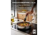 Schmorpfanne HENSSLERS "Premium, Pfanne 26 cm, inklusive Grillzange", silberfarben, B:29,5cm H:12,5cm L:51cm Ø:28cm, Pfannen, Schmorpfanne