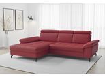 Ecksofa SIT & MORE "Vanity L-Form, Leder, B: 264 cm, mit Sitz-, Kopf u. Armteilverstellung", rot (feuerrot), B:264cm H:84cm T:181cm, Sofas, Ecksofa, Couch optional mit Schlaffunktion & Bettkasten, in Leder