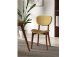 Stuhl HOME AFFAIRE "COZY Made in Italy", gelb (gelb, nuss, gelb), B:50cm H:88cm T:62cm, Polyester, Stühle, Stuhl, Gestell in Buche, Kirsch- oder Nussbaum, Massivholz, Design Stuhl