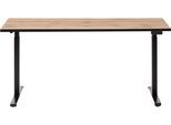 Schreibtisch SCHILDMEYER "Serie 2000, Schreibtisch elektrisch, Made in Germany, B: 160 cm", beige (eiche landhaus dekor, schwarz, eiche landhaus dekor), Tische, Schreibtisch, Solide Verarbeitung - Dieses Produkt ist in Deutschland gefertigt