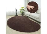 Hochflor-Teppich "Halrum, einfarbig, besondere Form, modern", braun, B:140cm H:25mm L:200cm, Kunstfaser, LEGER HOME BY LENA GERCKE, Teppiche, Hochflor-Teppich, organische Form, bean shape, kuschelig, Wohnzimmer, Schlafzimmer