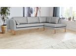 Ecksofa ANDAS "Grenzda, L-Form", grau (silber), B:255cm H:88cm T:196cm, Struktur (100% Polyester), Sofas, Ecksofa, mit Holzfüßen