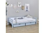 Daybett HOPPEKIDS "Kinderbett ECO Dream, Einzelbett, Juniorbett 90x200", blau, B:98cm H:56cm L:208cm, Daybetten, Daybett, Weiß, Grün, Blau, Rosa, Grau