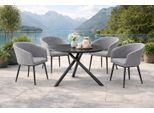 Garten-Essgruppe DESTINY "MODENA BARLETTA 4 Se + Tisch Ø110 cm, grau/ anthrazit", grau, Polyester, Aluminium, Sitzmöbel-Sets, Garten-Essgruppe, Aluminium, Olefin, HPL