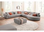 Ecksofa 3C CANDY "Enisa II, bequem und komfortabel, Mega Familiensofa, L-Form", grau (light, grau), B:225cm H:86cm T:395cm, 85% Polyester, 15% Viskose, Sofas, Ecksofa, incl. 3 Flatterkissen, wahlweise mit Flecken-Schutz-Bezug Easy care
