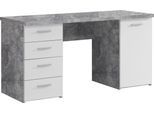 Schreibtisch FORTE "Netta", grau (betonoptik lichtgrau, weiß, betonoptik lichtgrau, betonoptik lichtgrau), B:145cm H:76,3cm T:60cm, Tische, Schreibtisch, Breite 145 cm, mit Schubladen
