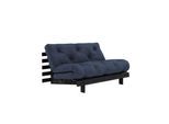 Daybett KARUP DESIGN "Roots Sofa Bed, Schlafsofa,, Bettfunktion, FSC-Massivholz", blau (navy, raw), B:140cm H:85cm, Bezug: 80% Baumwolle, 20% Polyester, Daybetten, Daybett, Inkl. Futonmatratze, Made in Europe, langlebig, B: 140 oder 160 cm