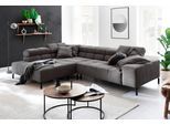 Ecksofa HOME AFFAIRE "Ancona New, wahlweise motorische Sitztiefenverstellung, auch in Cord", schwarz (dunkelgrau), B:321cm T:216cm, : 88% Polyester, 12% Polyacryl, Sofas, Ecksofa, feine Steppung, mit Kopfteilverstellung, 3 Zierkissen, L-Form