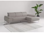 Ecksofa OTTO HOME "Caluna, L-Form, B:280cm, Federkern, in Stoff und Leder", grau (light grau), B:280cm H:81cm T:174cm, Sofas, Ecksofa, Inkl.Sitztiefenverstellung, wahlweise mit Kopf- und Armteilverstellung