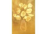 Gemälde QUEENCE "Aluminium Bild Goldeffekt Blumen in Vase", gold (farbe bild(er): gold,beige), B:60cm H:90cm T:0,4cm, Alu Dibond, Bilder, Gemälde, Alu Dibond mit gebürsteter Struktur für einen edlen Metall Effekt