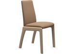 Polsterstuhl STRESSLESS "Laurel", braun (sand dinamica, eiche natur), B:57cm H:92cm T:59cm, Microfaser DINAMICA (88% Polyester, 12% Polyurethan), Stühle, Polsterstuhl, Low Back, Größe M, mit abgerundeten Beinen in Eiche natur