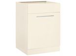 Spülenschrank WIHO KÜCHEN "Flexi2, Breite: 60 cm, Soft-Close bei der Tür", beige (front und korpus: magnolia), B:60cm H:82cm T:57cm, Holzwerkstoff, Schränke, Spülenschrank, oben feste Blende